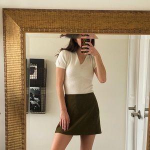 Vintage fuzzy white tee with lace details, size small